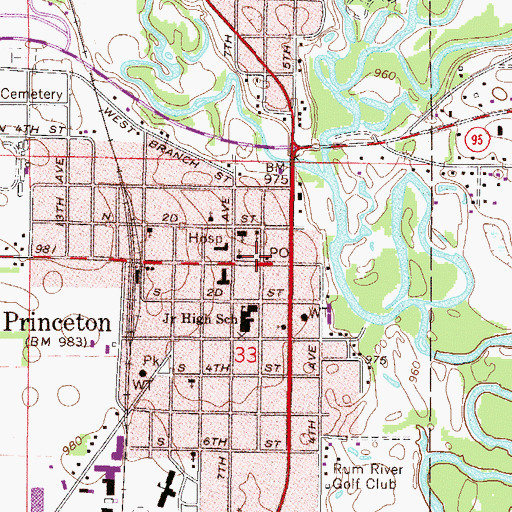 Topographic Map of Princeton, MN