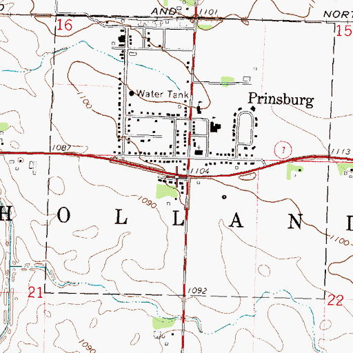 Topographic Map of Prinsburg, MN