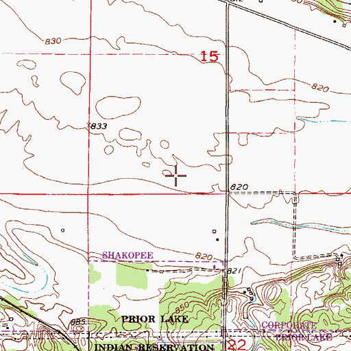 Topographic Map of Shakopee Mdewakanton Sioux Community, MN
