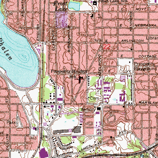 Topographic Map of Prosperity Heights School, MN