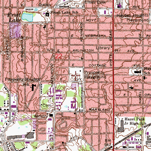 Topographic Map of Prosperity Playground, MN