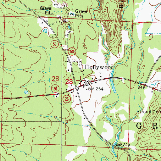 Topographic Map of Hollywood United Methodist Church, AR