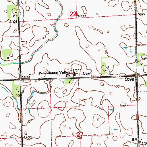Topographic Map of Providence Valley Church, MN