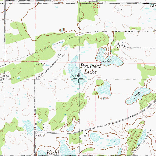 Topographic Map of Prowect Lake, MN