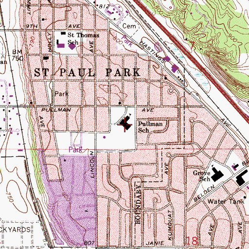 Topographic Map of Pullman School, MN