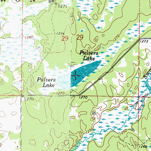 Topographic Map of Pulvers Lake, MN