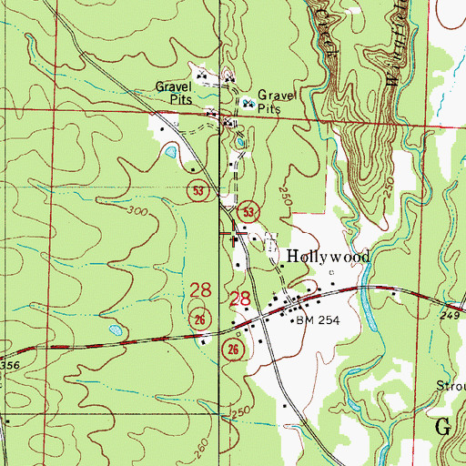 Topographic Map of Hollywood Baptist Church, AR