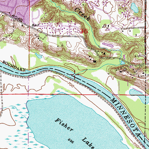 Topographic Map of Purgatory Creek, MN