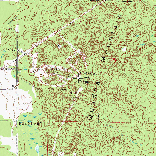 Topographic Map of Quadna Mountain, MN