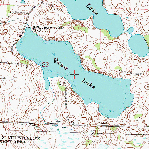 Topographic Map of Quam Lake, MN