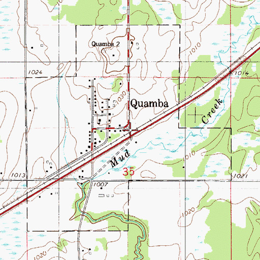 Topographic Map of Quamba, MN