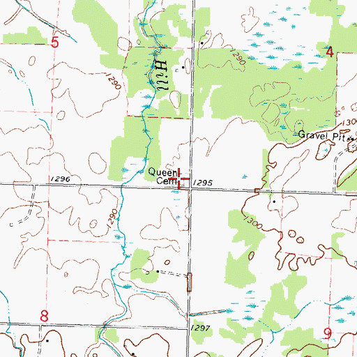 Topographic Map of Queen Cemetery, MN