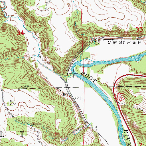 Topographic Map of Raaen Creek, MN