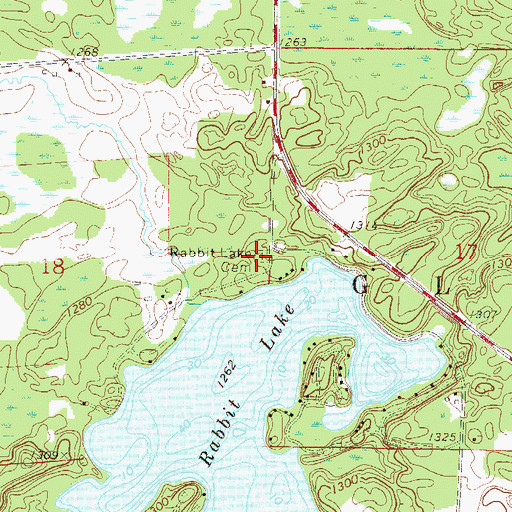 Topographic Map of Rabbit Lake Cemetery, MN