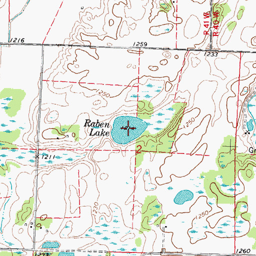 Topographic Map of Raben Lake, MN