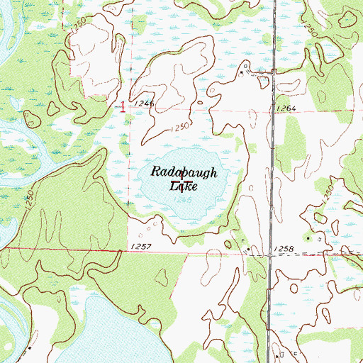 Topographic Map of Radabaugh Lake, MN