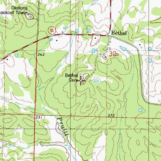 Topographic Map of Bethel Church (historical), AR