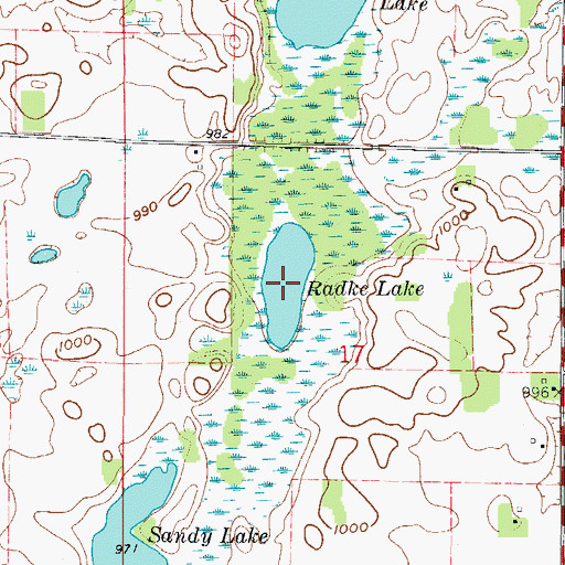 Topographic Map of Radke Lake, MN