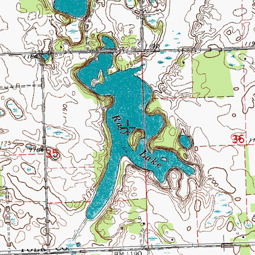 Topographic Map of Raff Lake, MN