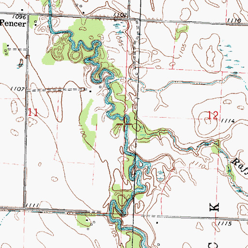 Topographic Map of Rafferty Creek, MN
