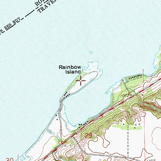Topographic Map of Rainbow Island, MN