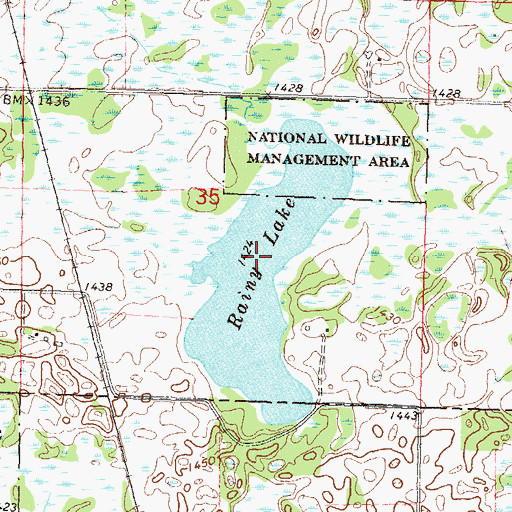 Topographic Map of Rainy Lake, MN