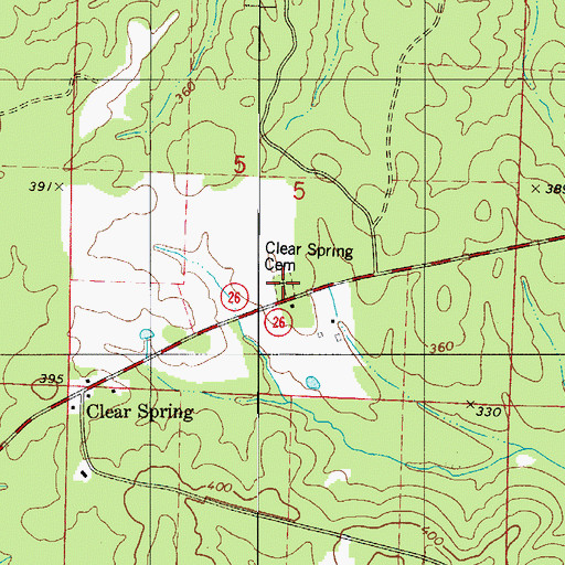 Topographic Map of Clear Spring Cemetery, AR