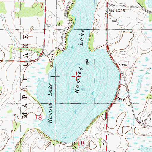 Topographic Map of Ramsey Lake, MN