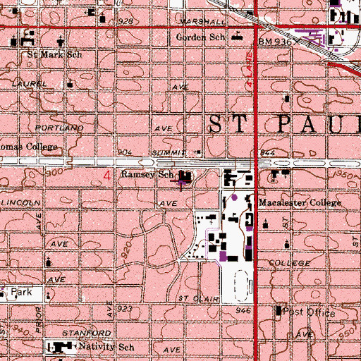 Topographic Map of Ramsey School, MN