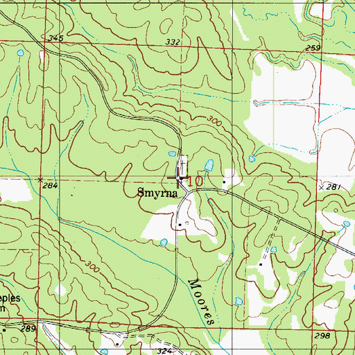 Topographic Map of Smyrna United Methodist Church, AR