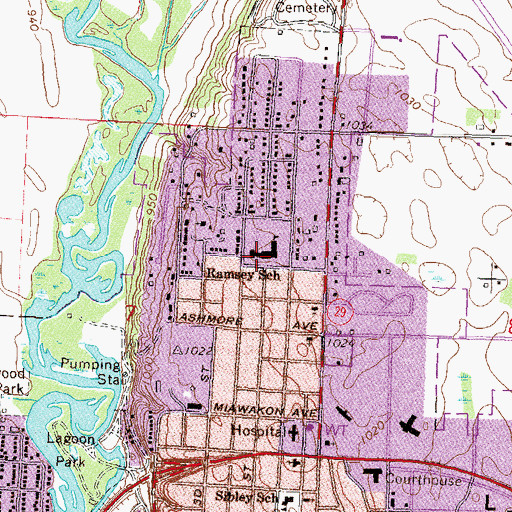 Topographic Map of Ramsey School, MN