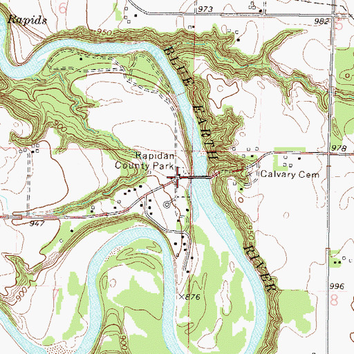 Topographic Map of Rapidan County Park, MN