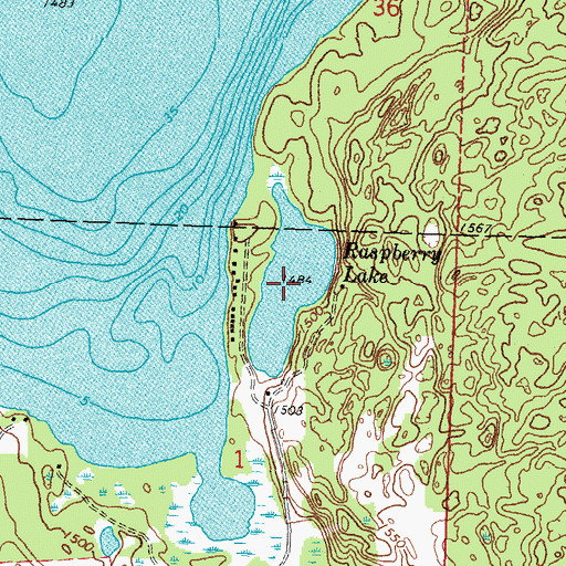 Topographic Map of Raspberry Lake, MN
