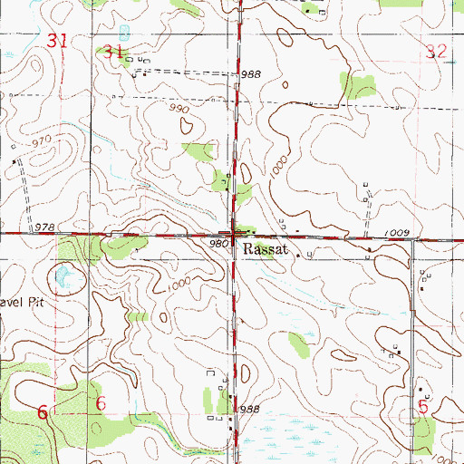 Topographic Map of Rassat, MN