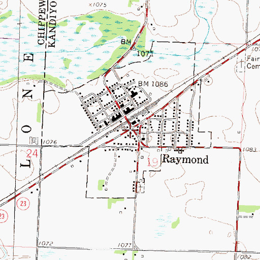 Topographic Map of Raymond, MN