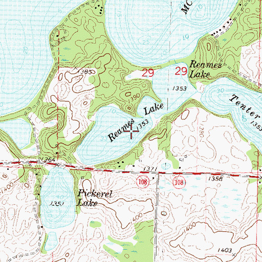 Topographic Map of Reames Lake, MN