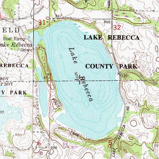 Topographic Map of Lake Rebecca, MN
