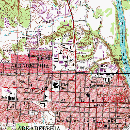 Topographic Map of Huie Library, AR