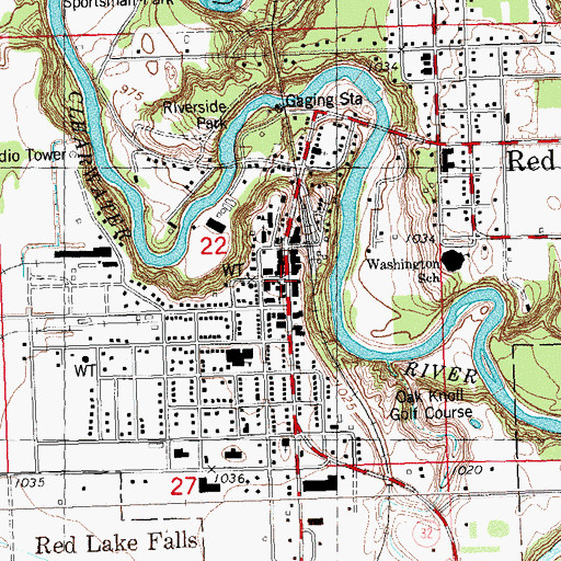 Topographic Map of Red Lake Falls, MN