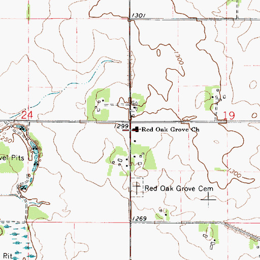 Topographic Map of Red Oak Grove Church, MN
