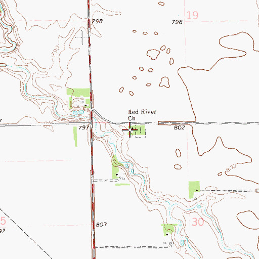 Topographic Map of Red River Church, MN