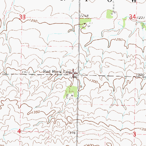 Topographic Map of Red Rock Cemetery, MN