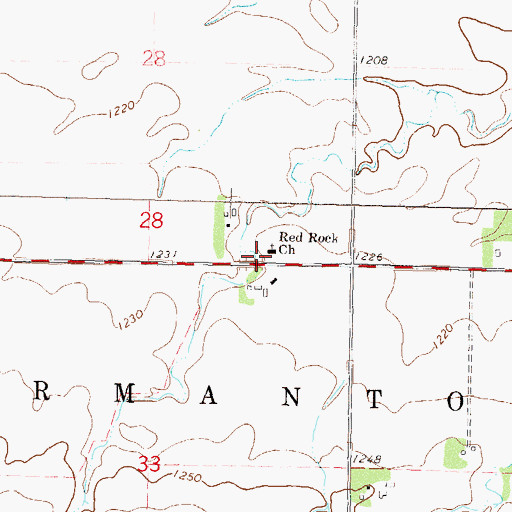 Topographic Map of Red Rock Church, MN