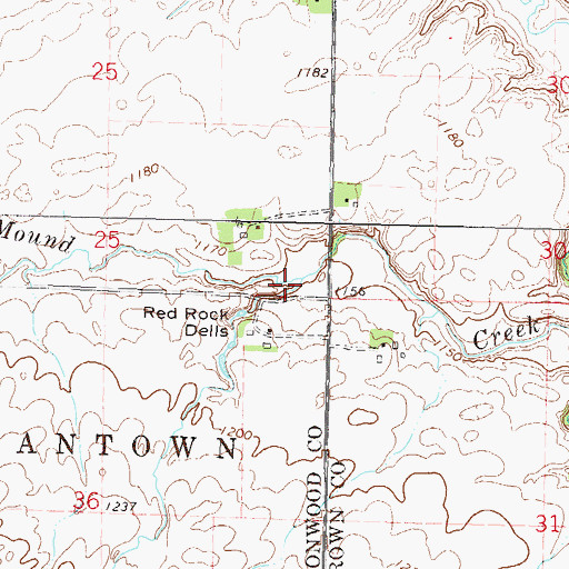 Topographic Map of Red Rock Dells, MN