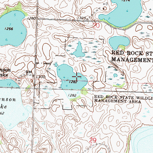 Topographic Map of Red Rock State Wildlife Management Area, MN