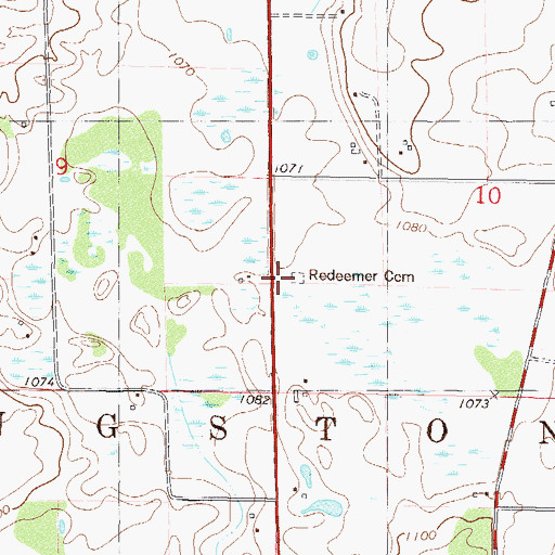 Topographic Map of Redeemer Cemetery, MN