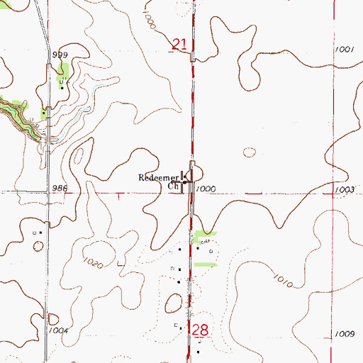 Topographic Map of Redeemer Church, MN