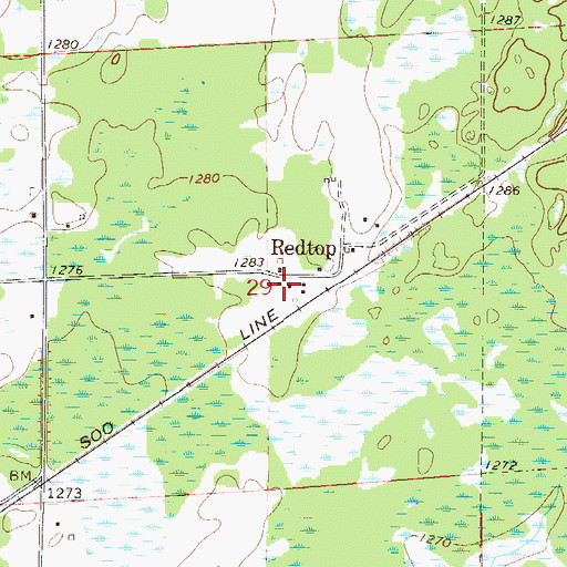 Topographic Map of Redtop, MN