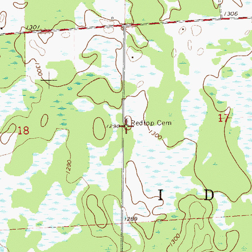 Topographic Map of Redtop Cemetery, MN