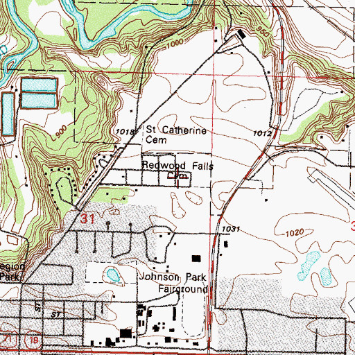 Topographic Map of Redwood Falls Cemetery, MN